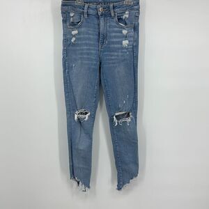 American Eagle Hi-Rise Jegging Crop Distressed Sz 6‎ Reg